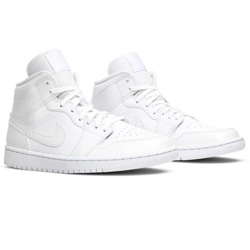 Triple White Mid Air Jordans